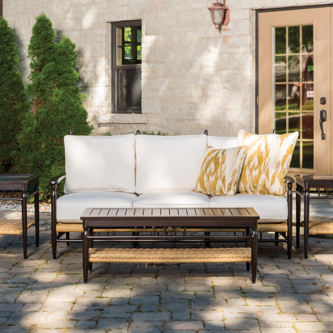 Lloyd Flanders Low Country Woven Vinyl Outdoor Rectangle Cocktail Table