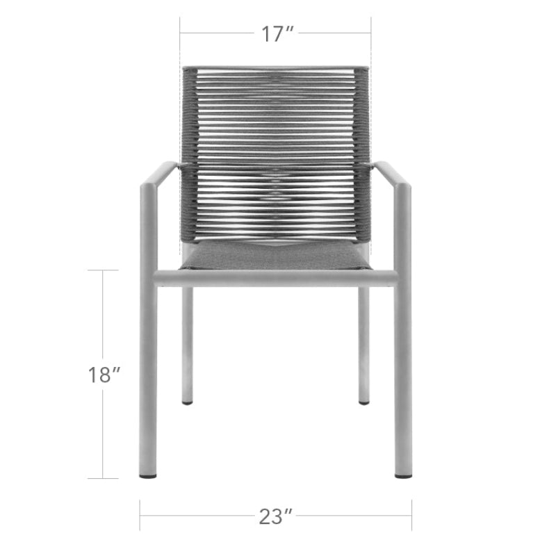 DecoScape Avalon Aluminum Rope Outdoor Dining Arm Chair