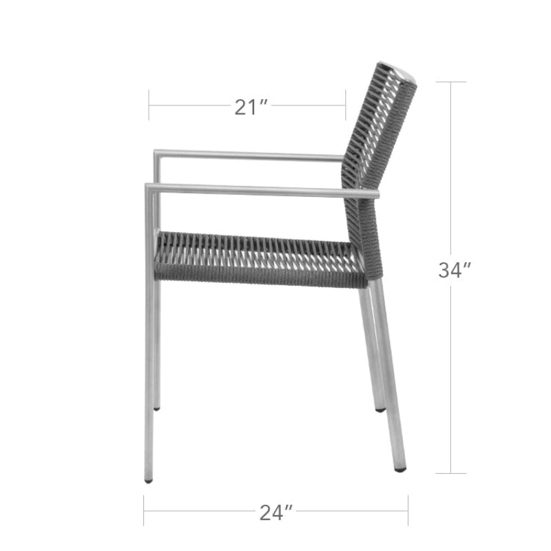 DecoScape Avalon Aluminum Rope Outdoor Dining Arm Chair