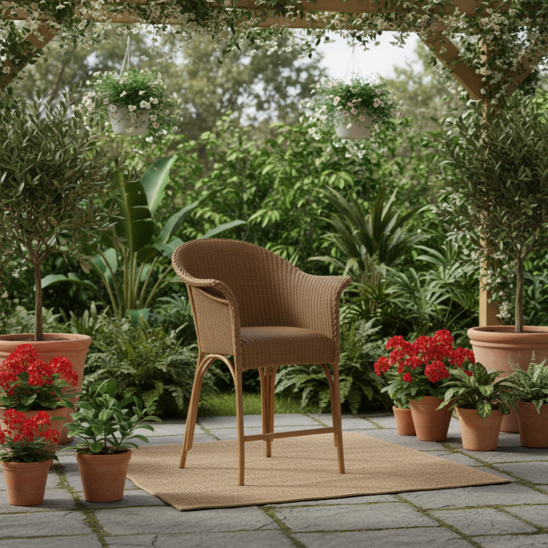 Lloyd Flanders All Seasons Wicker Aluminum Outdoor Balcony Stool with Padded Seat