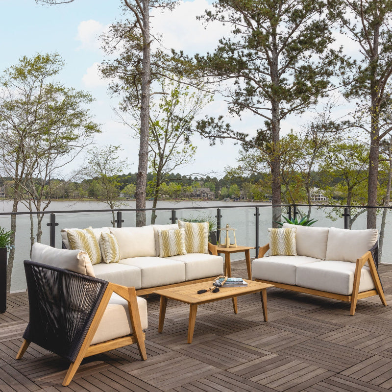 Lloyd Flanders Alpine Teak Rope Outdoor Sofa