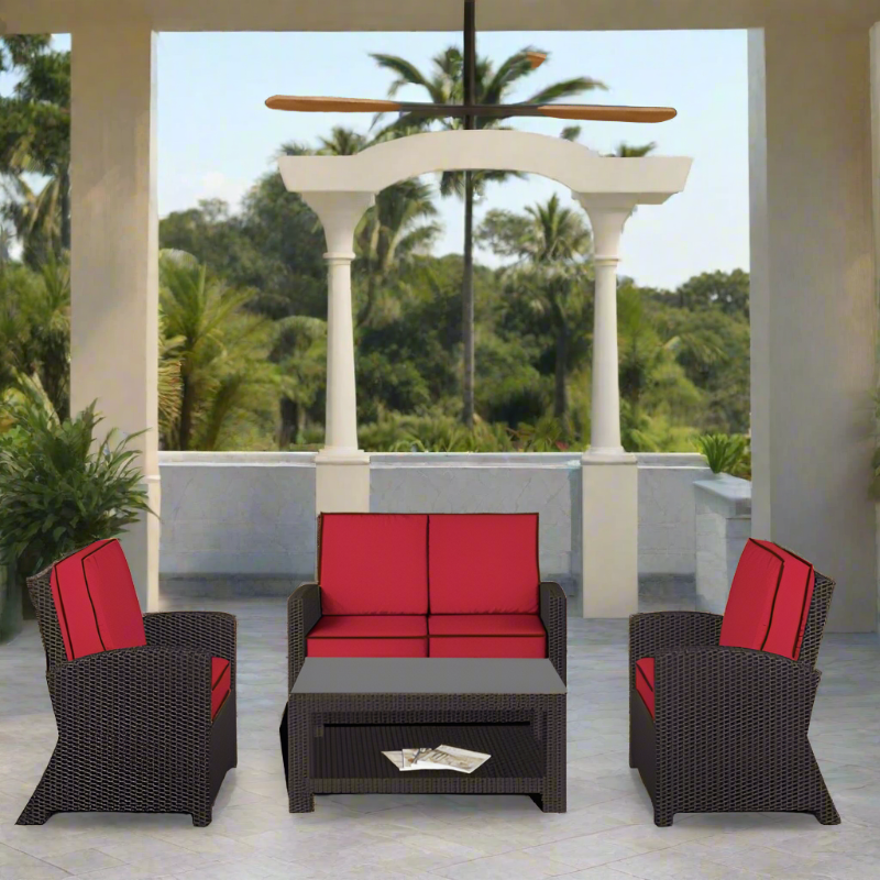 Forever Patio Barbados Wicker 4 Piece Loveseat Set