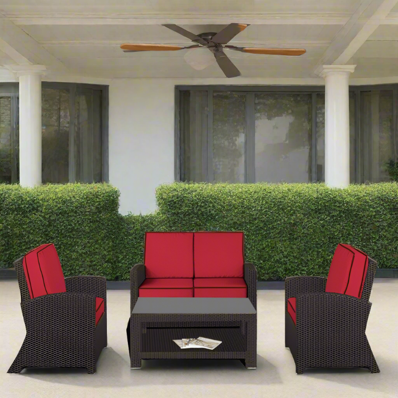 Forever Patio Barbados Wicker 4 Piece Loveseat Set