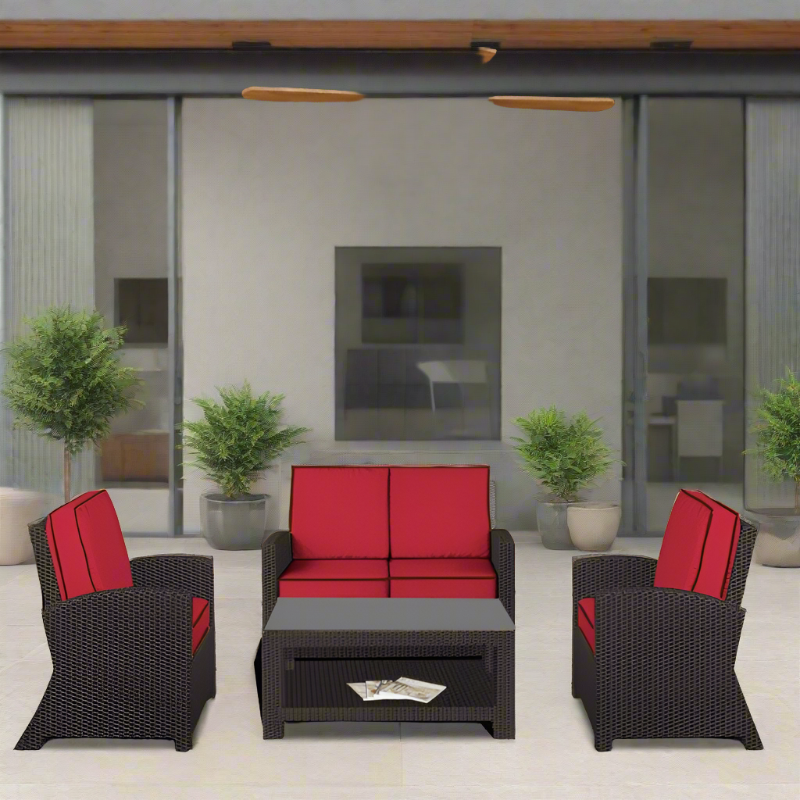 Forever Patio Barbados Wicker 4 Piece Loveseat Set