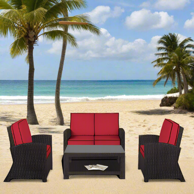 Forever Patio Barbados Wicker 4 Piece Loveseat Set