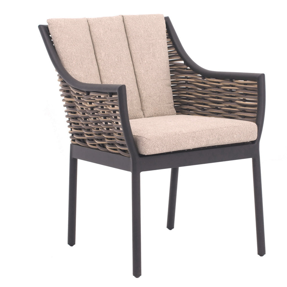 Alfresco Home Milou Wicker Outdoor Dining Arm Chair with Cushions