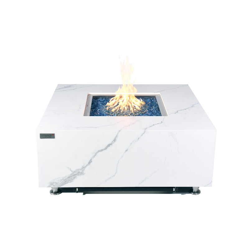 Elementi Plus Bianco Marble Porcelain Outdoor Fire Table