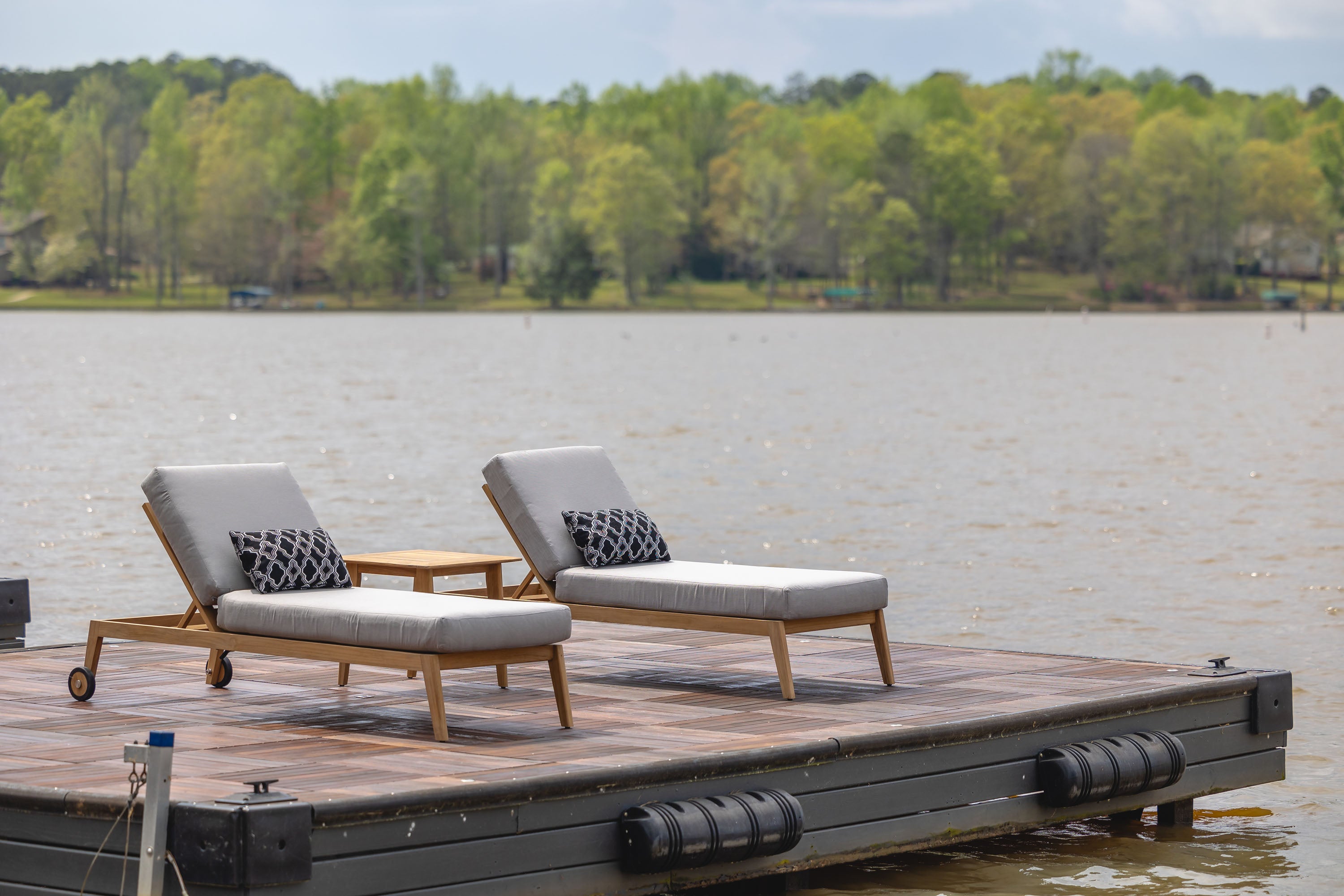 Lloyd Flanders Alpine Teak Outdoor Pool Chaise Lounge