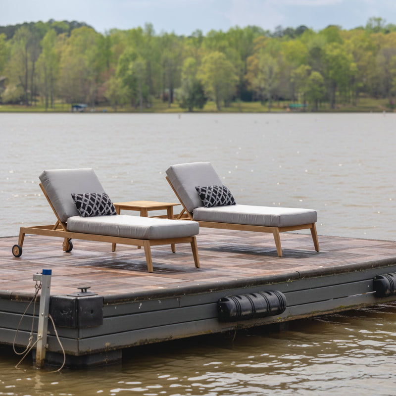 Lloyd Flanders Alpine Teak Outdoor Pool Chaise Lounge