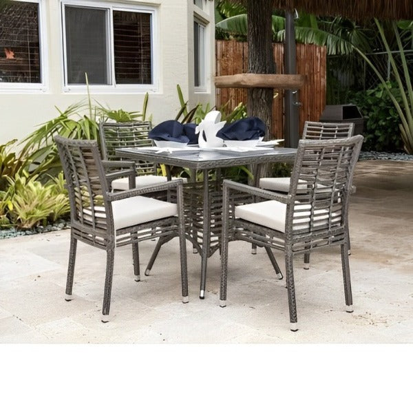 Panama Jack Graphite 5 PC Arm Chairs Dining Set with Cushions