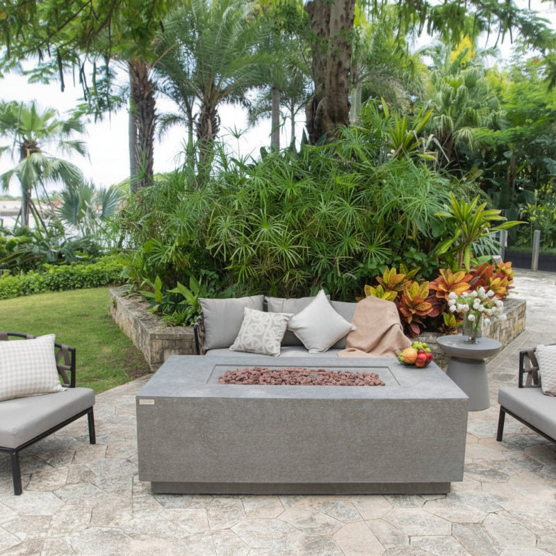 Elementi Andes Glass Fiber Reinforced Concrete Outdoor Fire Table with Propane Tank Holder