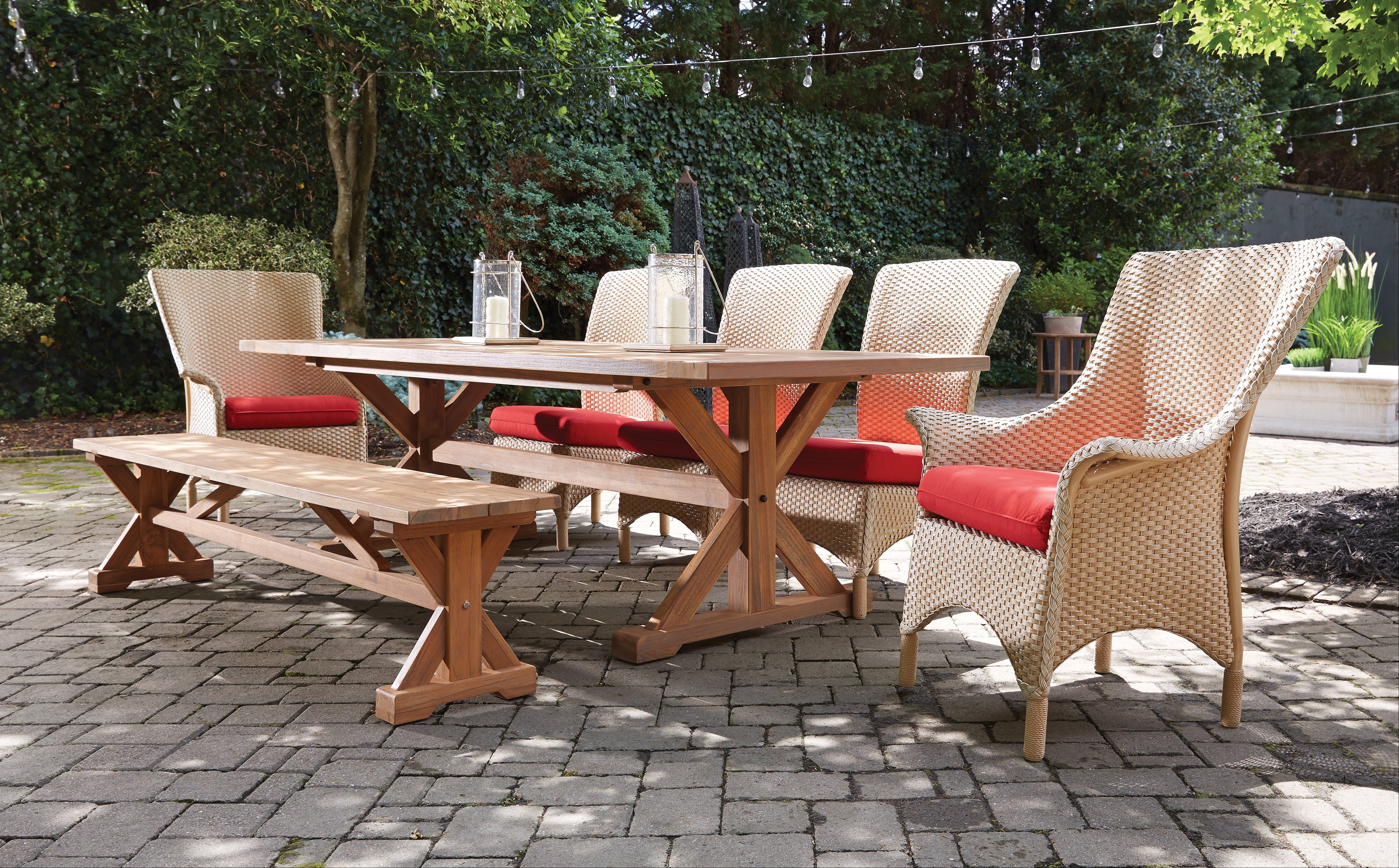 Lloyd Flanders Teak Outdoor 79" Dining Bench