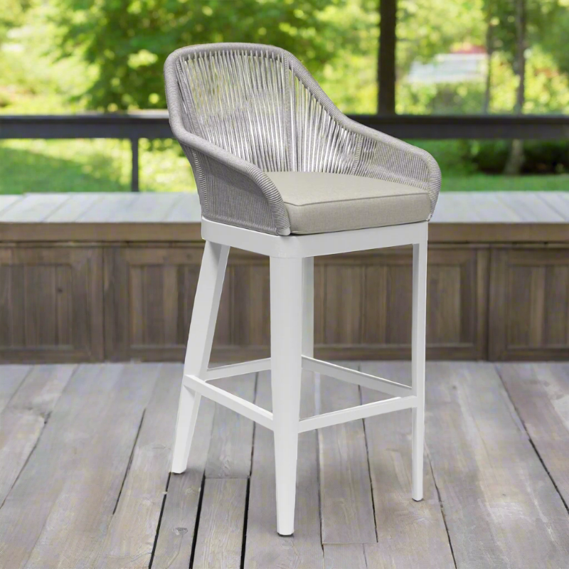 Sunset West Miami Rope Aluminum Outdoor Barstool
