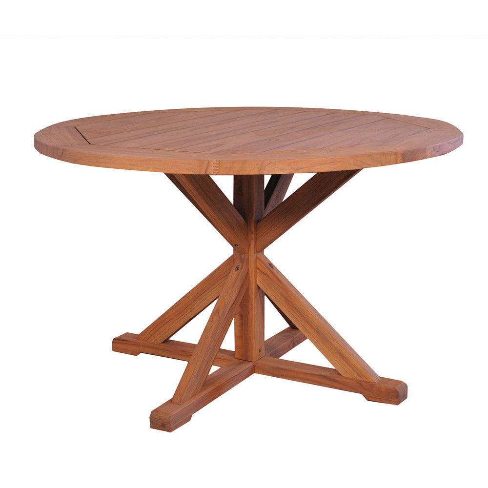 Lloyd Flanders Teak Outdoor 48" Round Cross Base Dining Table