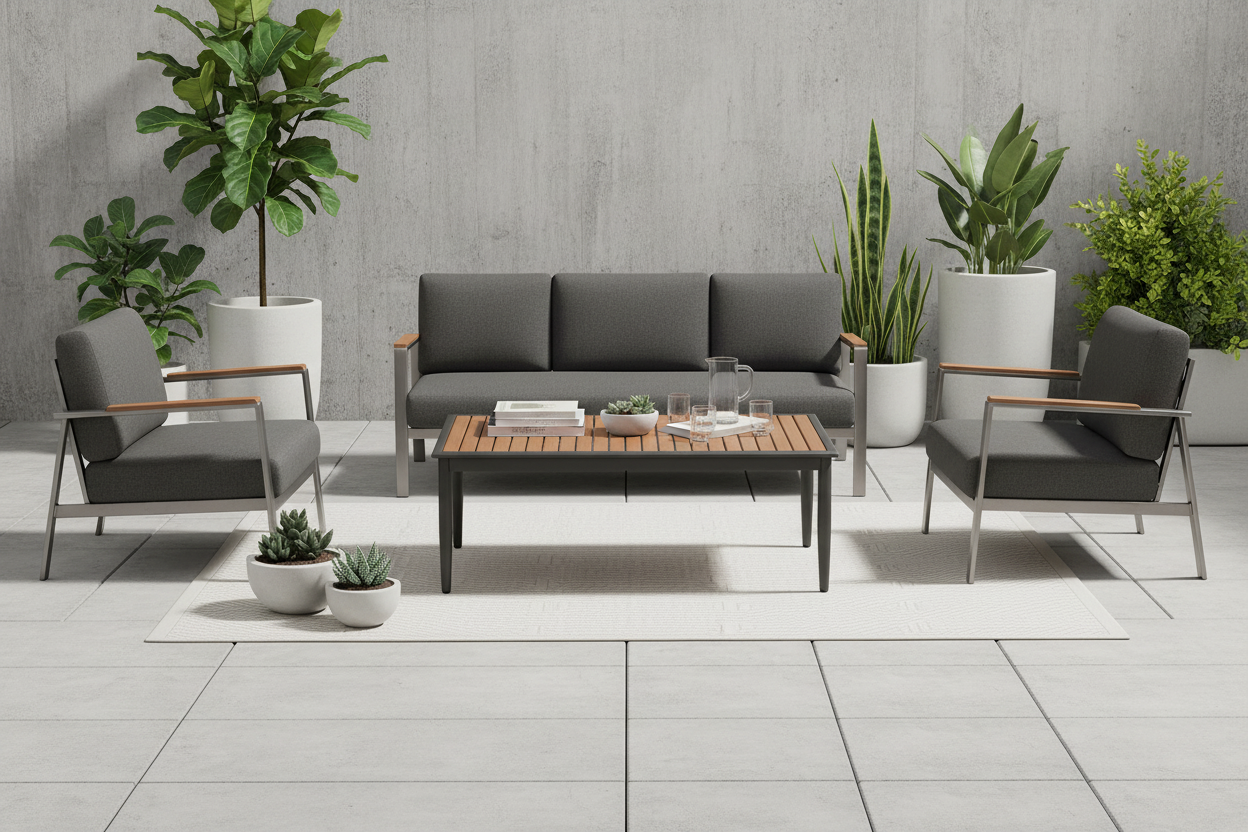 Alfresco Home Oden All-Weather HDPE & Aluminum Outdoor 45" Rectangular Coffee Table