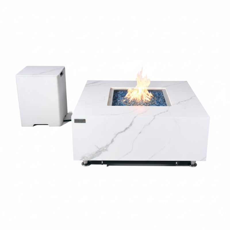 Elementi Plus Bianco Marble Porcelain Outdoor Fire Table