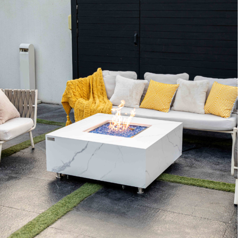 Elementi Plus Bianco Marble Porcelain Outdoor Fire Table