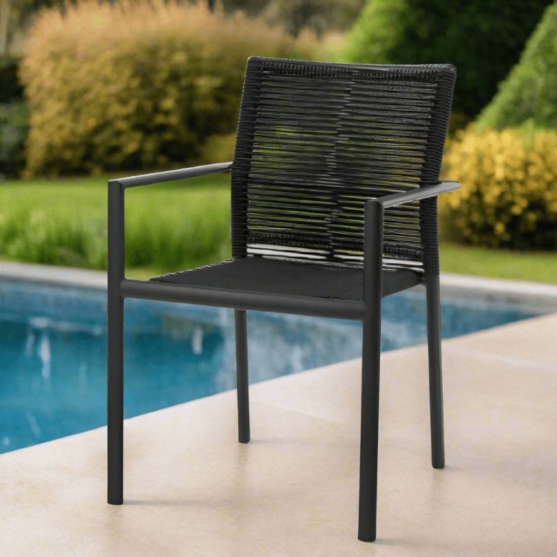 DecoScape Avalon Aluminum Rope Outdoor Dining Arm Chair