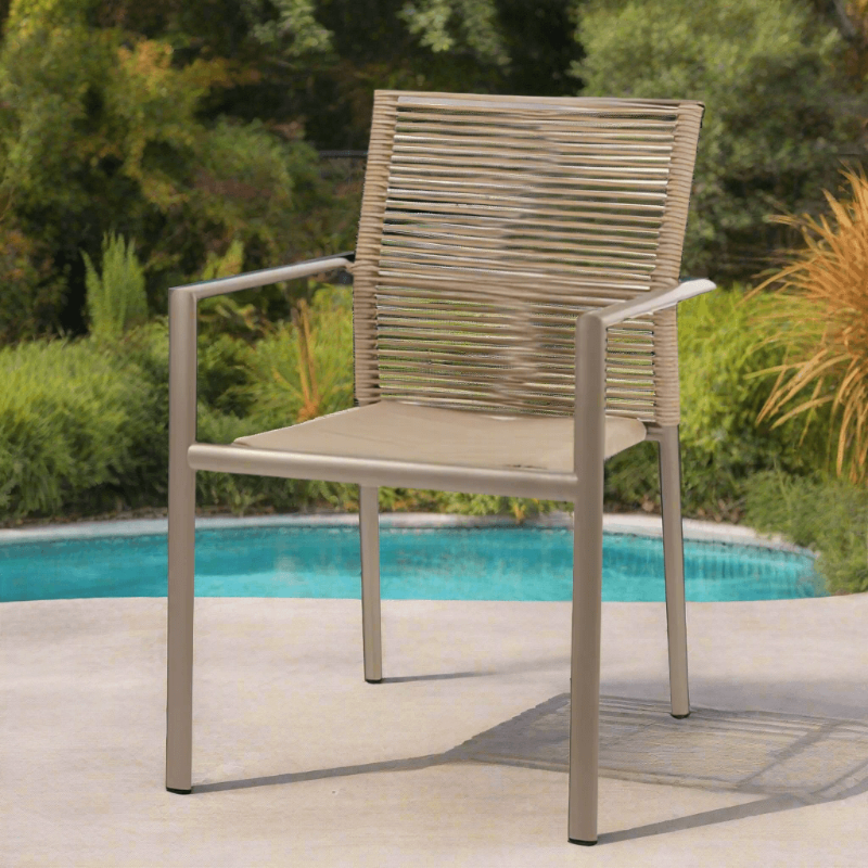 DecoScape Avalon Aluminum Rope Outdoor Dining Arm Chair