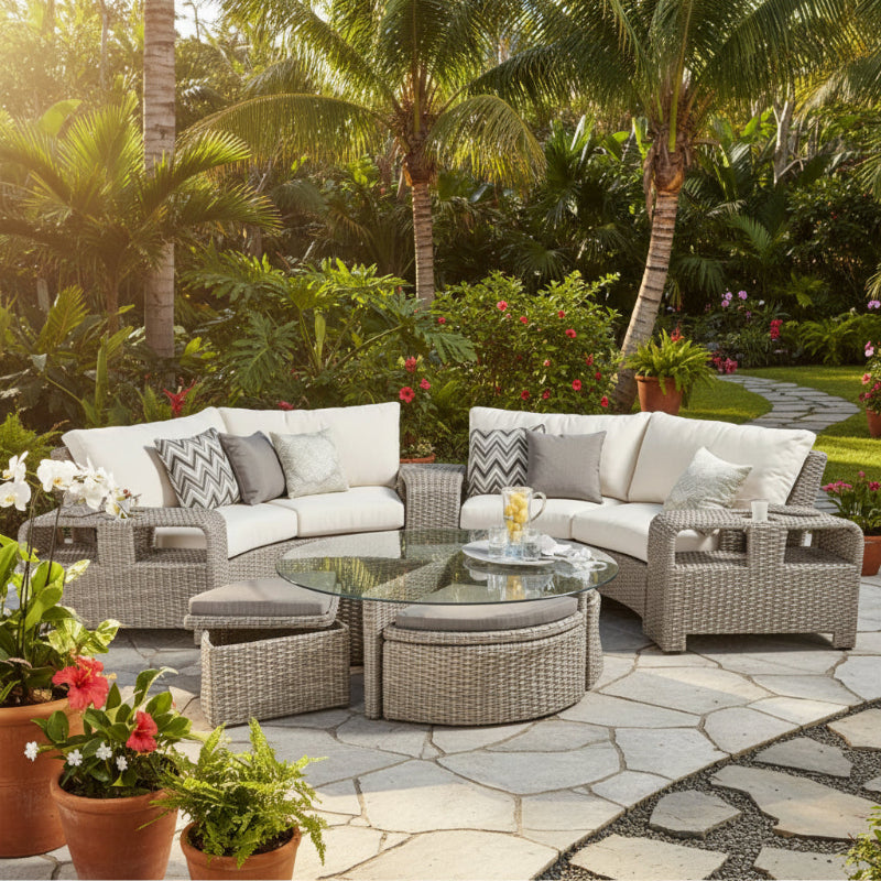South Sea Rattan Saint Tropez Wicker Outdoor Curved Sectional