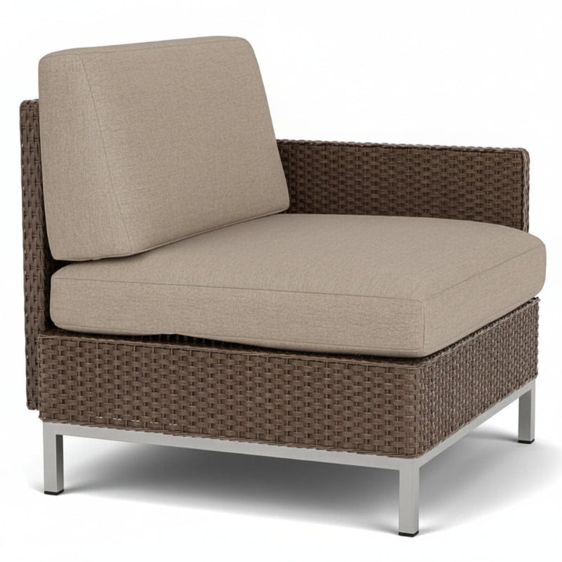 Lloyd Flanders Elements Wicker Outdoor Left Arm Lounge Chair with Loom Arm and Back