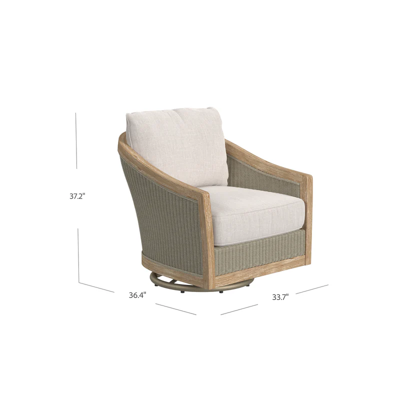 Sunset West Cambria Teak and Wicker Outdoor Swivel Club Chair