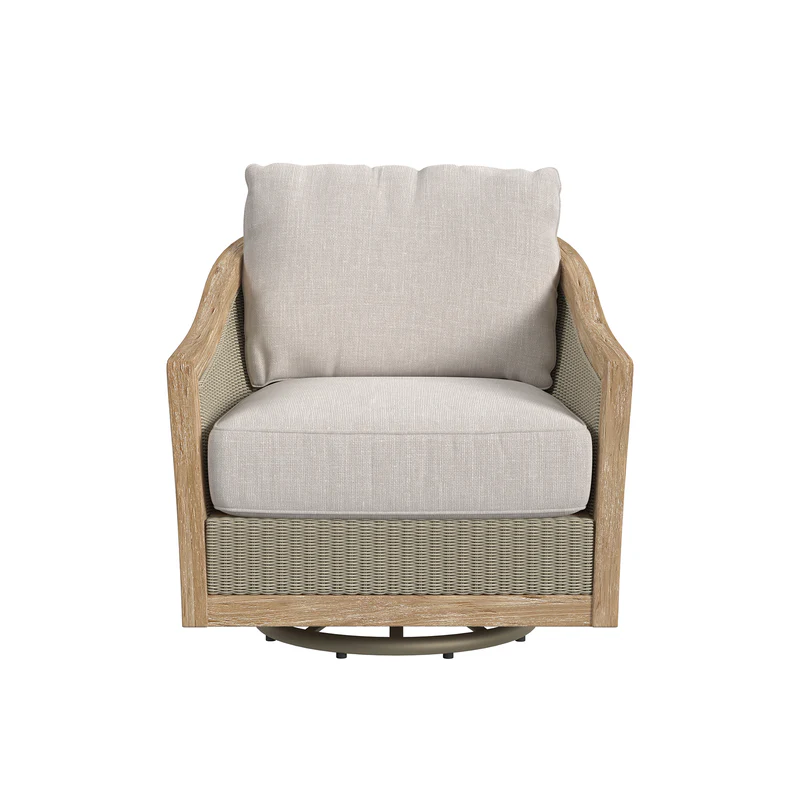 Sunset West Cambria Teak and Wicker Outdoor Swivel Club Chair