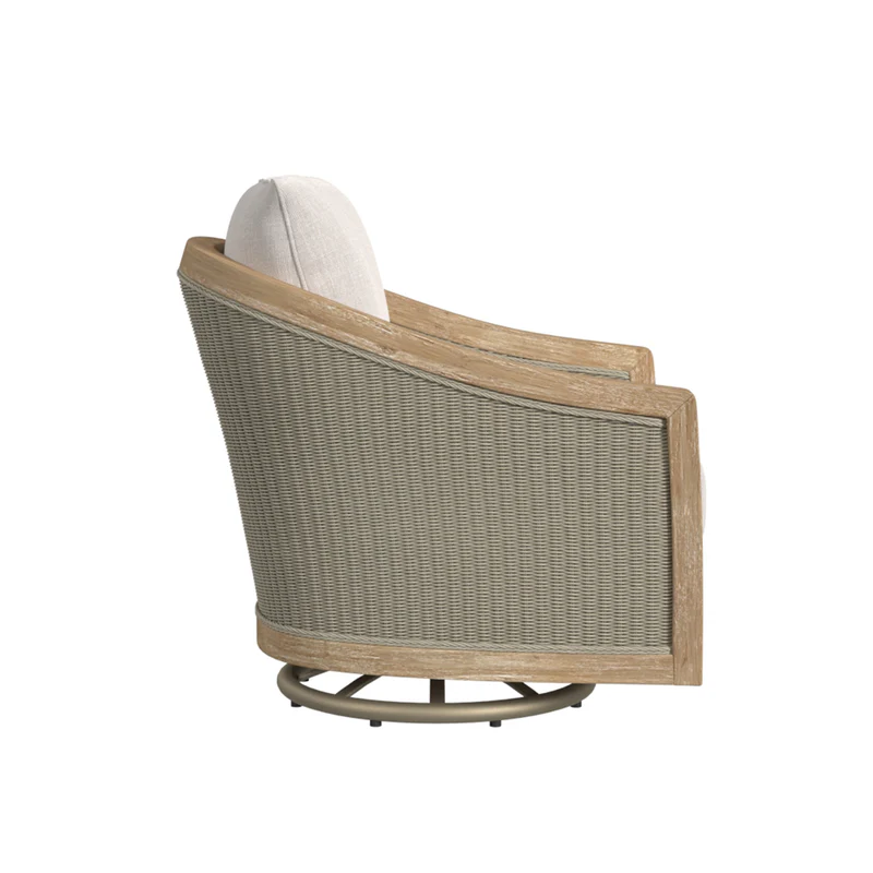 Sunset West Cambria Teak and Wicker Outdoor Swivel Club Chair