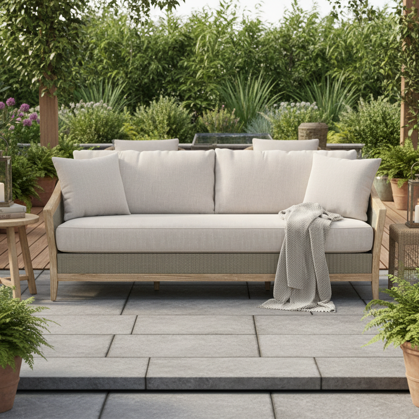 Sunset West Cambria Teak Outdoor Sofa