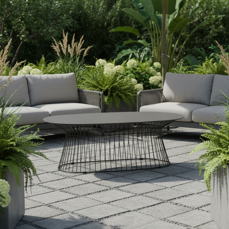 Lloyd Flanders Escape Aluminum Outdoor 47.5" Oval Cocktail Table
