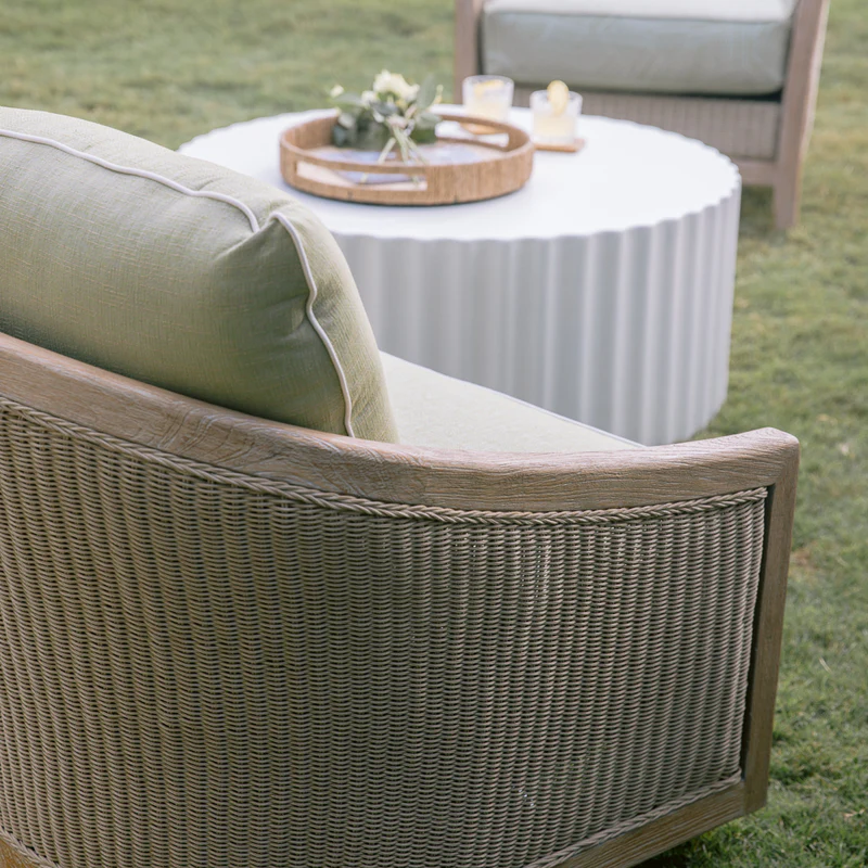 Sunset West Cambria Teak and Wicker Outdoor Swivel Club Chair