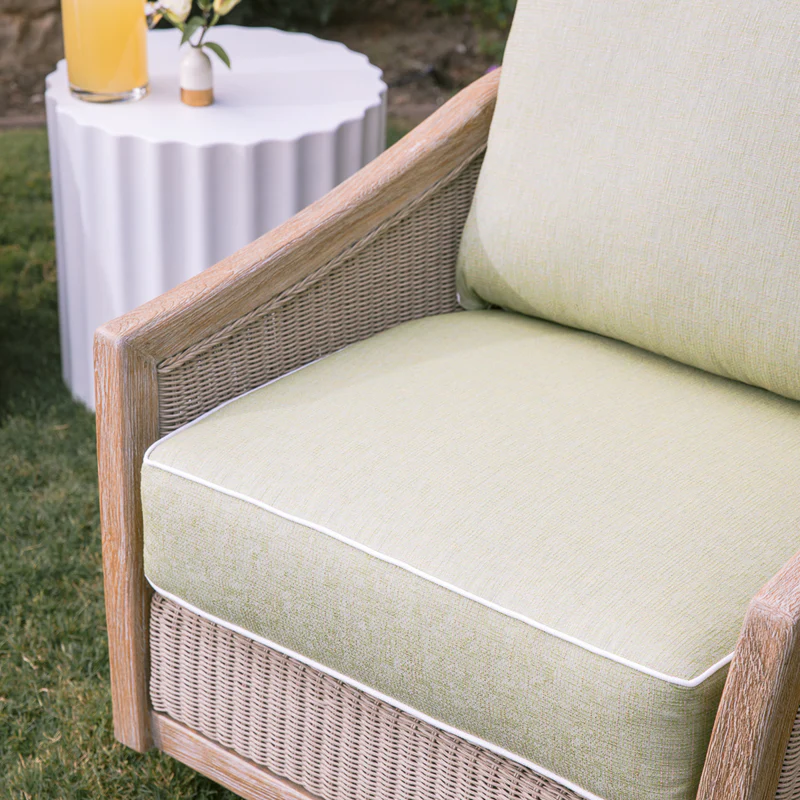 Sunset West Cambria Teak and Wicker Outdoor Swivel Club Chair