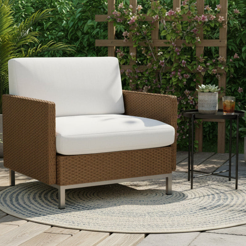 Lloyd Flanders Elements Wicker Outdoor Lounge Chair with Loom Arms and Back