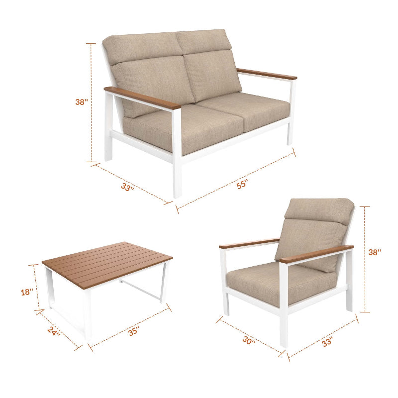 NorthCape International Ashford Aluminum Outdoor 4-Person Conversation Patio Set