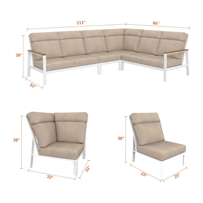 NorthCape International Ashford Aluminum Outdoor 6-Person Modular Patio Set