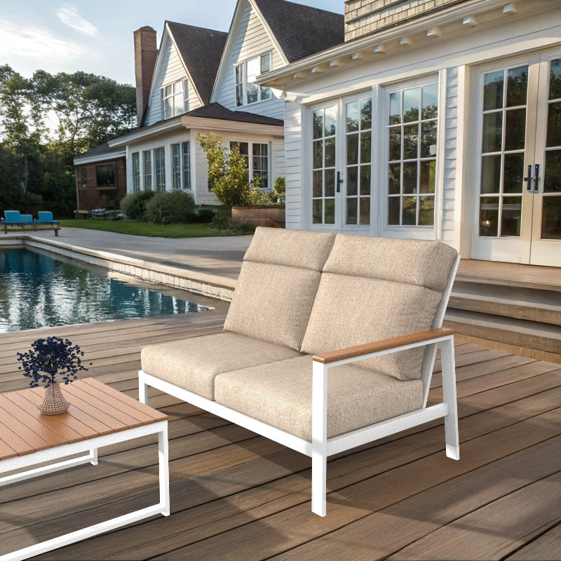 NorthCape International Ashford Aluminum Outdoor Sectional Left Arm Loveseat