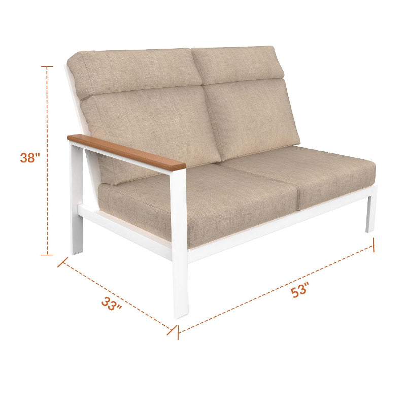 NorthCape International Ashford Aluminum Outdoor Sectional Right Arm Loveseat
