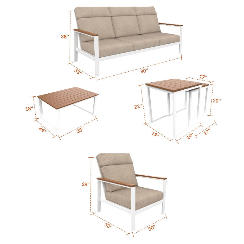 NorthCape International Ashford Aluminum Outdoor 5-Person Seating Patio Set