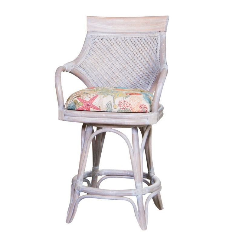 Alexander & Sheridan Bermuda Rattan Indoor 24" Bar Stool