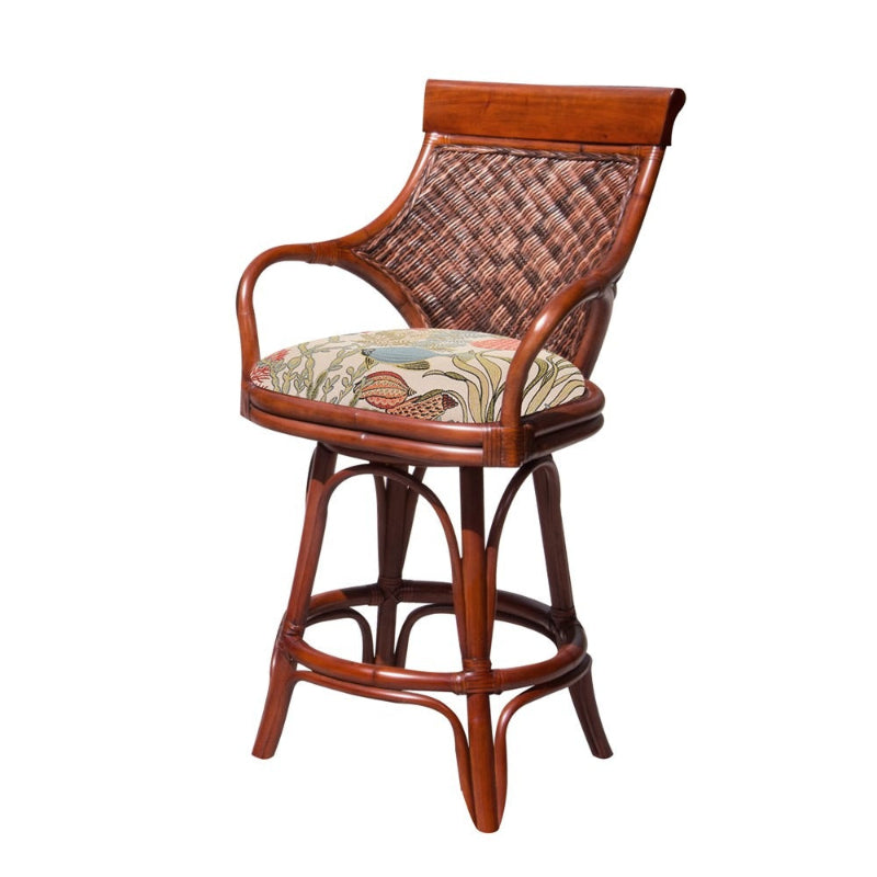 Alexander & Sheridan Bermuda Rattan Indoor 24" Bar Stool
