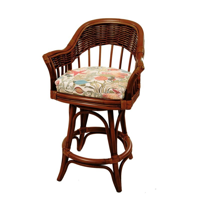 Alexander & Sheridan Bridgeport Natural Rattan Indoor 2-Person Pub Set with Cushions