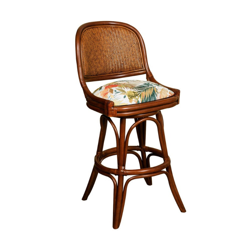Alexander & Sheridan Cayman 30" Rattan Indoor Armless Bar Stool with Cushion