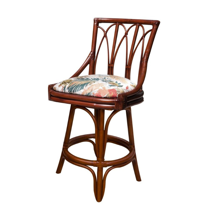 Alexander & Sheridan Cuba 24" Rattan Indoor Armless Bar Stool with Cushion