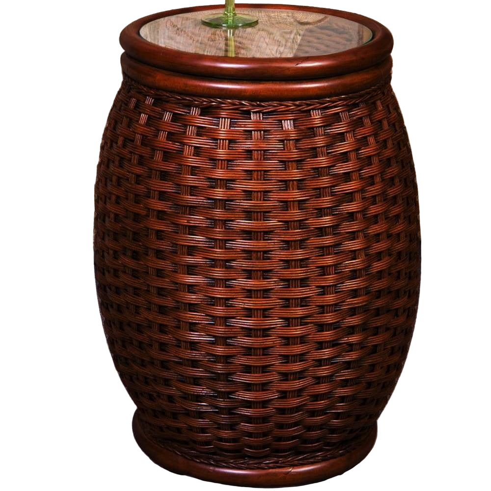 Alexander & Sheridan Kona Rattan Indoor Round End Table With Glass