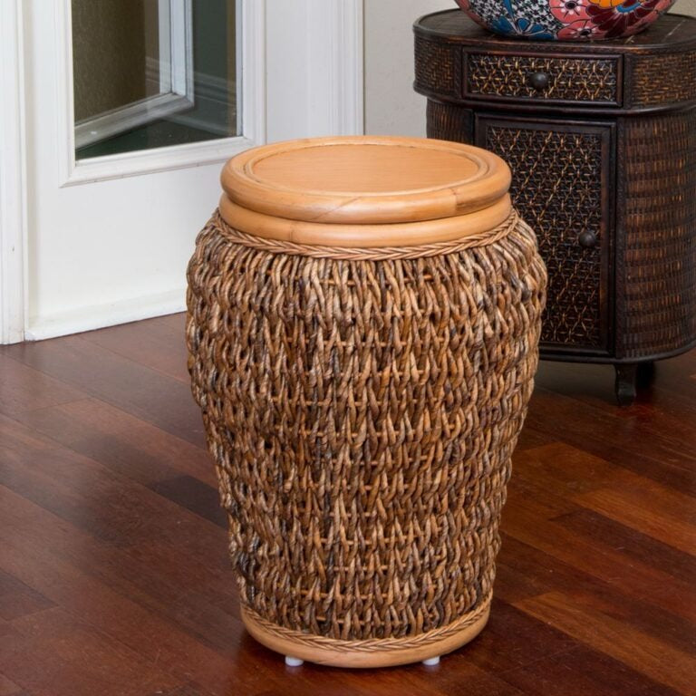 Alexander & Sheridan Panama Rattan Indoor Accent Table With Veneer Top