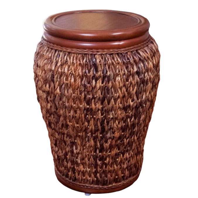 Alexander & Sheridan Panama Rattan Indoor Accent Table With Veneer Top