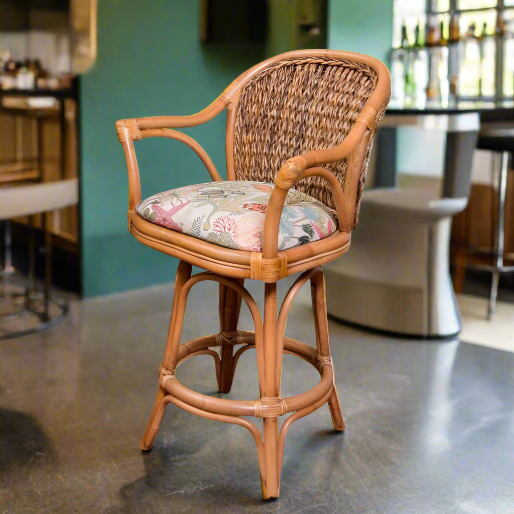 Alexander & Sheridan Panama Rattan Indoor 24" Bar Stool