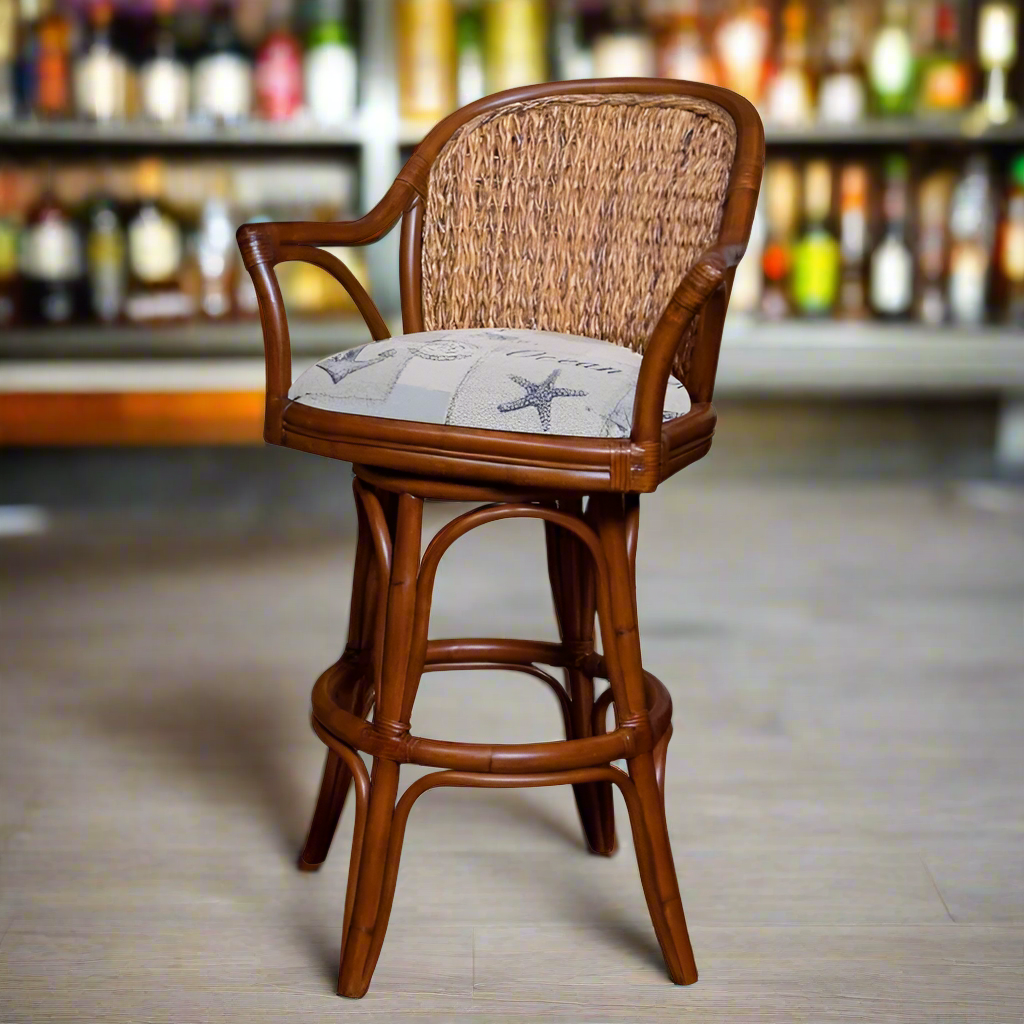 Alexander & Sheridan Panama Rattan Indoor 30" Bar Stool
