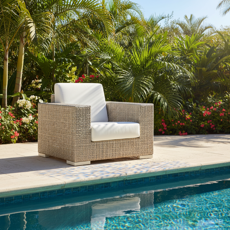 Skyline Design Paloma Wicker Outdoor Armchair with Ottoman