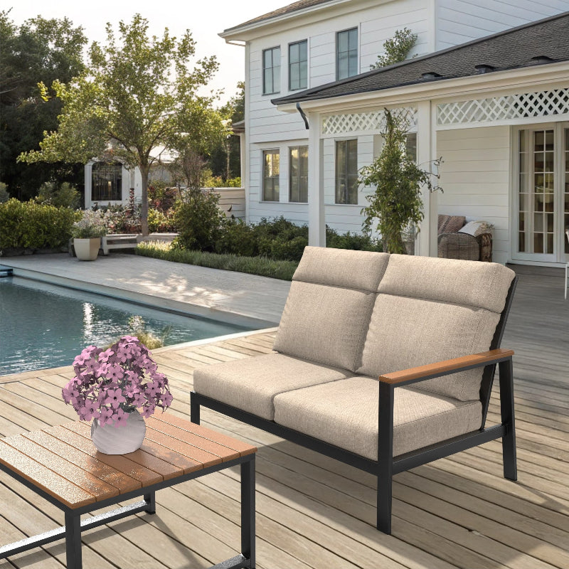 NorthCape International Windsor Aluminum Outdoor Sectional Left Arm Loveseat